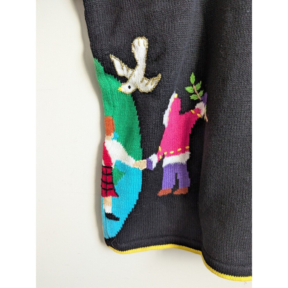 Storybook Knits 2X Cotton Teacher Cardigan Sweater Hands For World Peace NEW - Picture 11 of 11